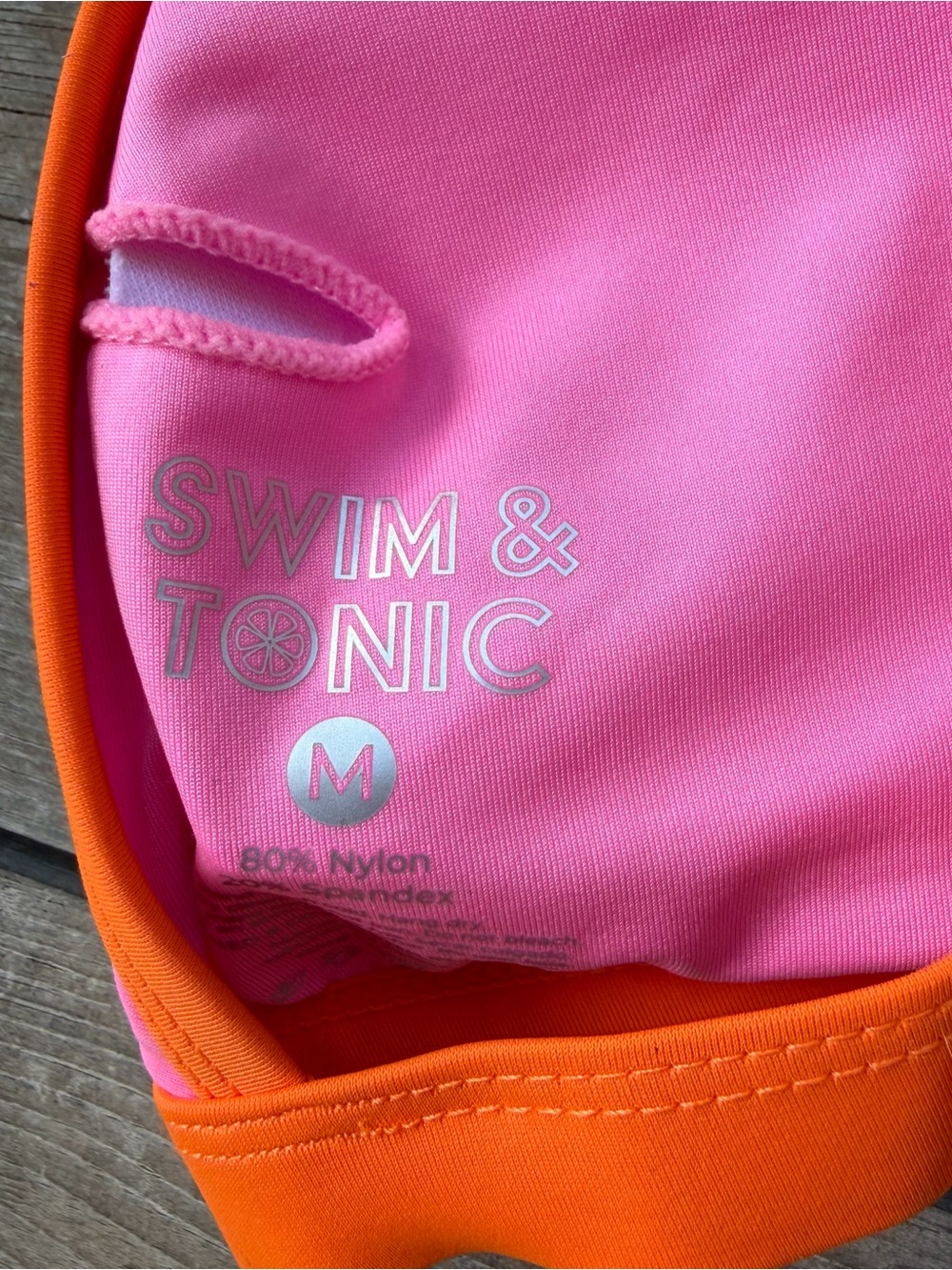 Color-Block Orange & Pink Triangle Bikini Top - Picture 3 of 4